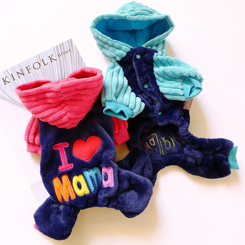 Winter Fleece Pet Dog Costume for Small Dogs Love Mom Thick Puppy Cat Clothes Chihuahua Yorkies Coat Jacket Pets Clothing Outfit