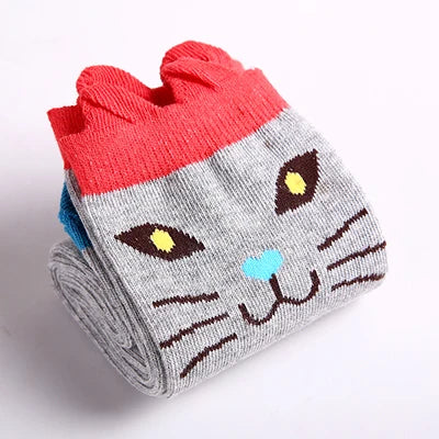 Children warmer ankle short lovely socks Cartoon Cute Kids Girl Knee High Socks infant cotton Baby Animal Over Knee Socks girls