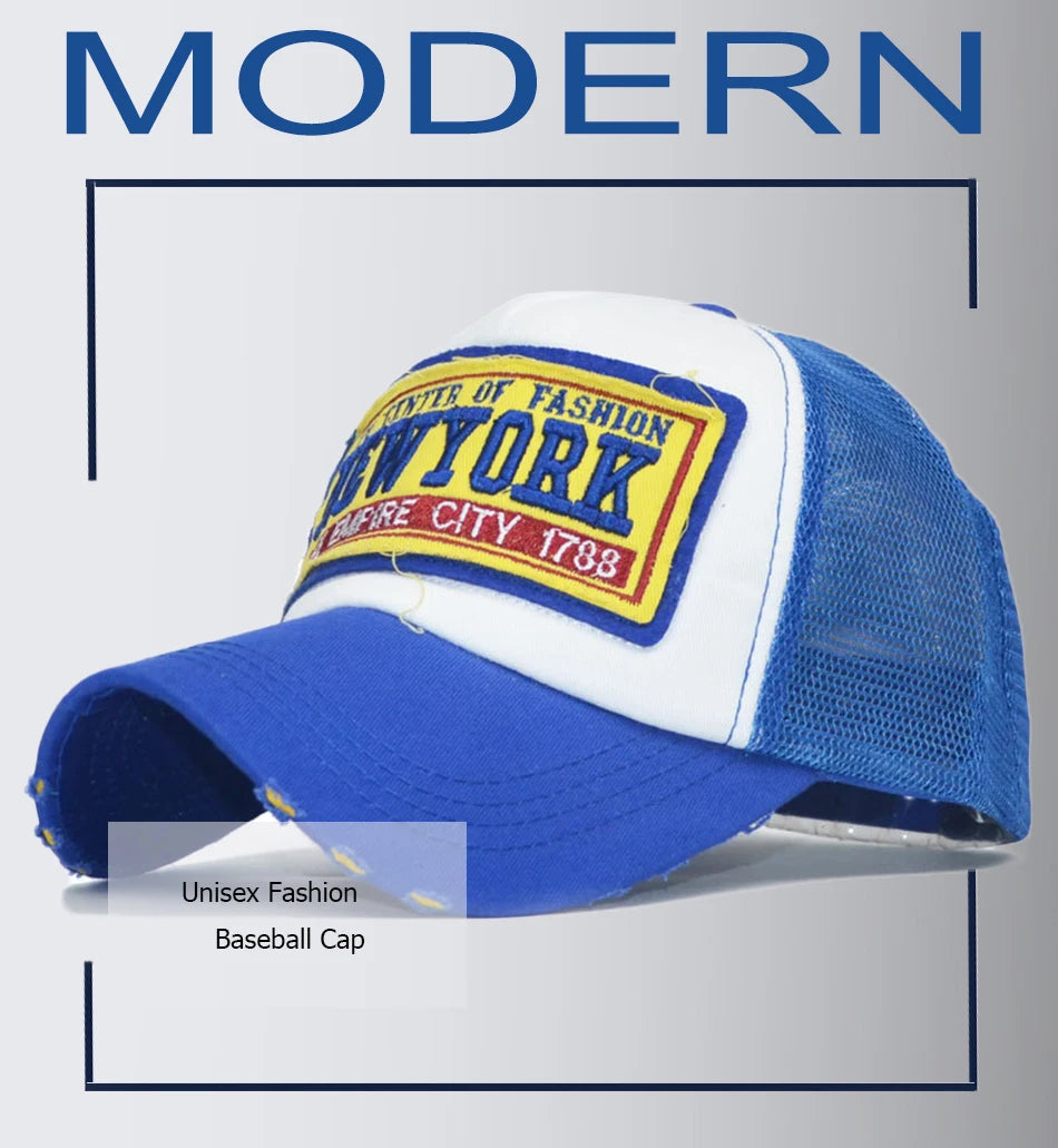 FS Summer Mesh Trucker Hats Blue Baseball Cap For Men Women Outdoor Sports Golf Hat Street Snapback Hip Hop Caps Bone Masculino
