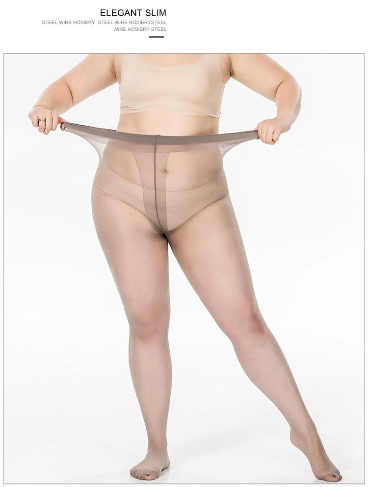Summer Thin Large Size Tights Anti-hook Tear Resistant Super Elastic Magical T Crotch Seamless Pantyhose Plus Size Nylons Lady