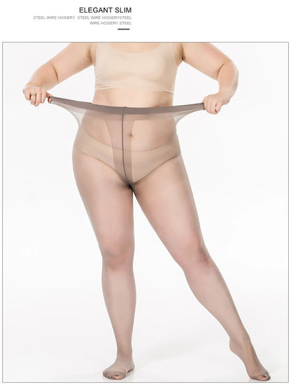 Summer Thin Large Size Tights Anti-hook Tear Resistant Super Elastic Magical T Crotch Seamless Pantyhose Plus Size Nylons Lady