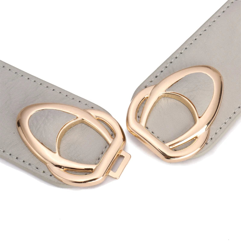 Fashion Thick PU Leather Elastic Wide Belts for Women Stretch Waist Dress Plus Size
