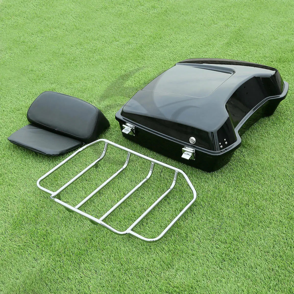 Motorcycle 5.5" Razor Trunk +Top Rack & Backrest For Harley Touring  Road King Street Electra Glide 1997-2013 2012