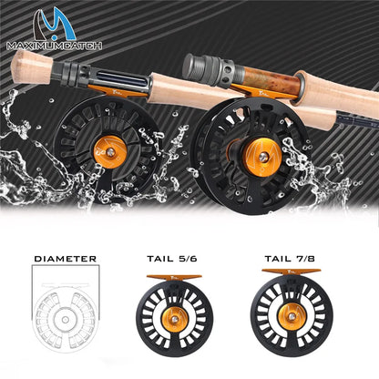 Maximumcatch Tail 3/4 5/6 7/8wt Light Weight Fly Fishing Reel Large Arbor Black Fly Reel