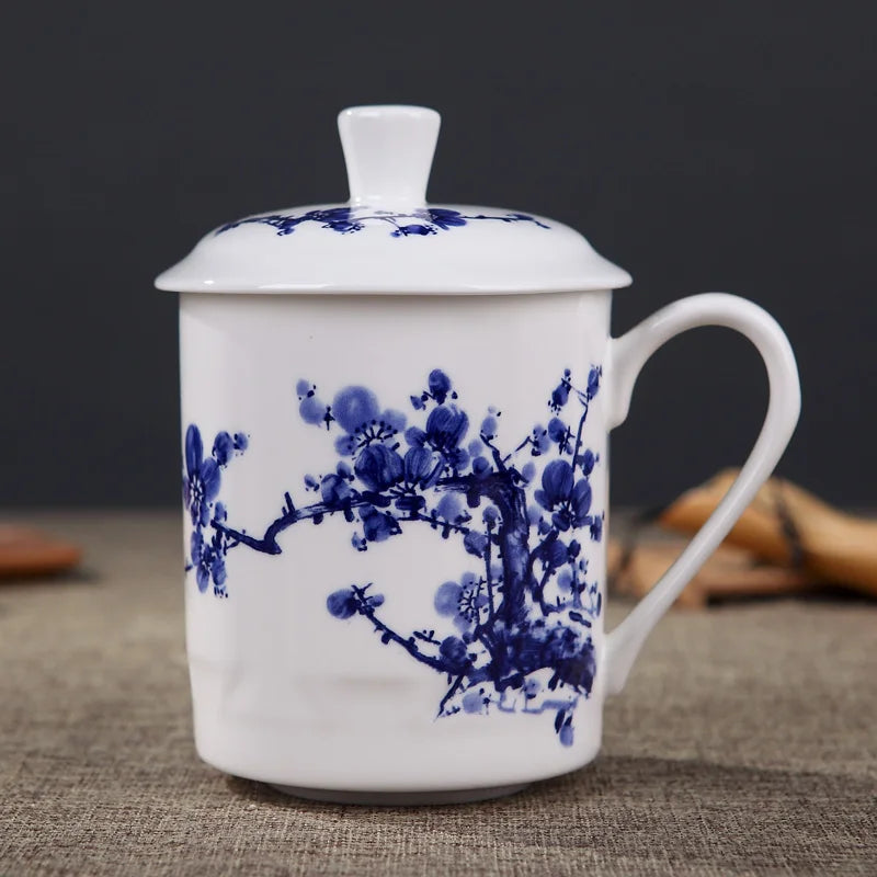 Jingdezhen Bone China ceramic large cups with cover drinkware Porcelain mug meeting gift Office mug about 500ml