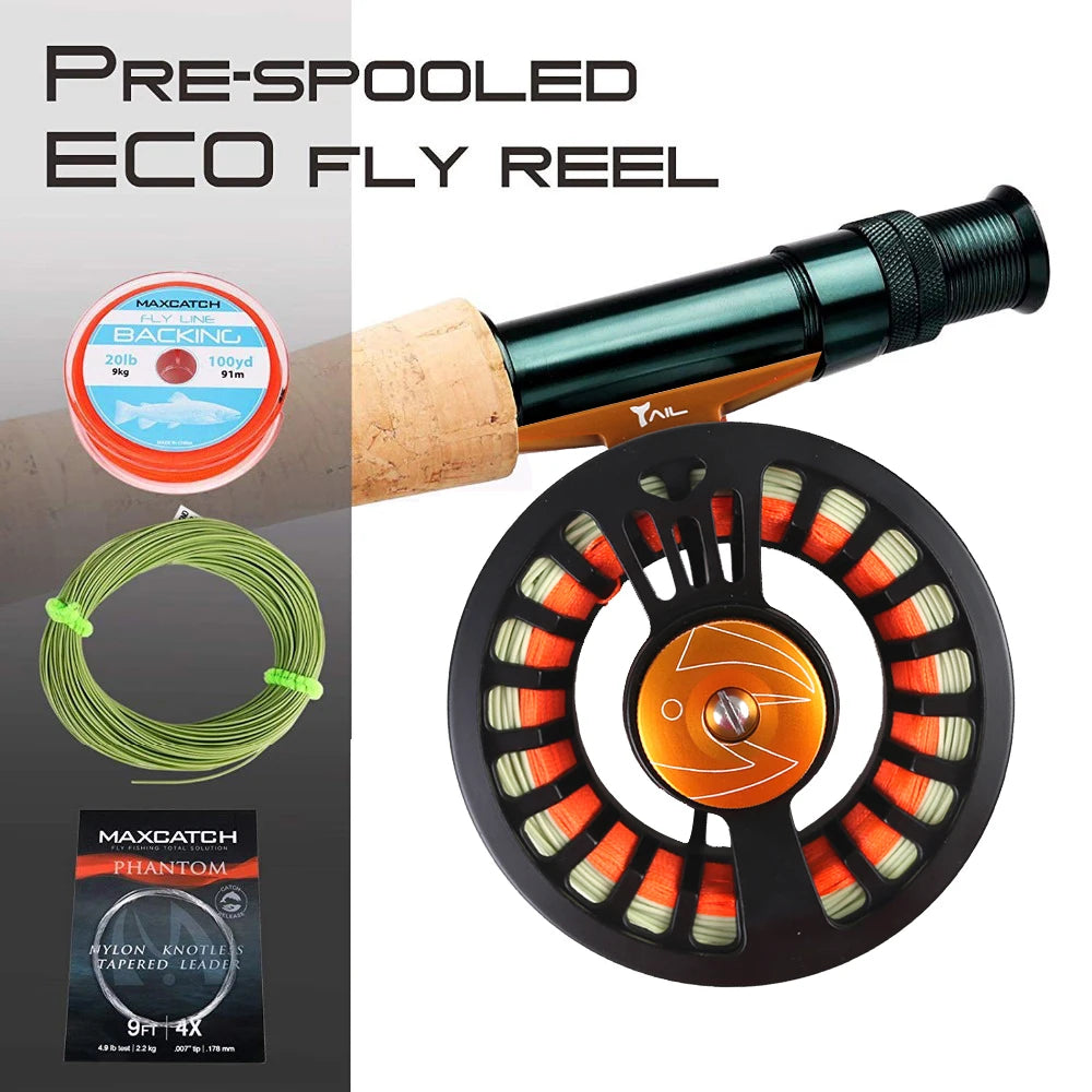 Maximumcatch Tail 3/4 5/6 7/8wt Light Weight Fly Fishing Reel Large Arbor Black Fly Reel