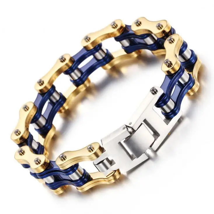 Punk Men's Orange Bicycle Bike Bracelets & Bangles Black Motorcycle Chain Bracelet Men Women Stainless Steel Biker Wrist Jewelry