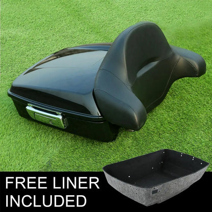 Motorcycle Chopped Trunk + Backrest Pad For Harley Touring  Electra Road King Road Glide Street Glide 2014-2025