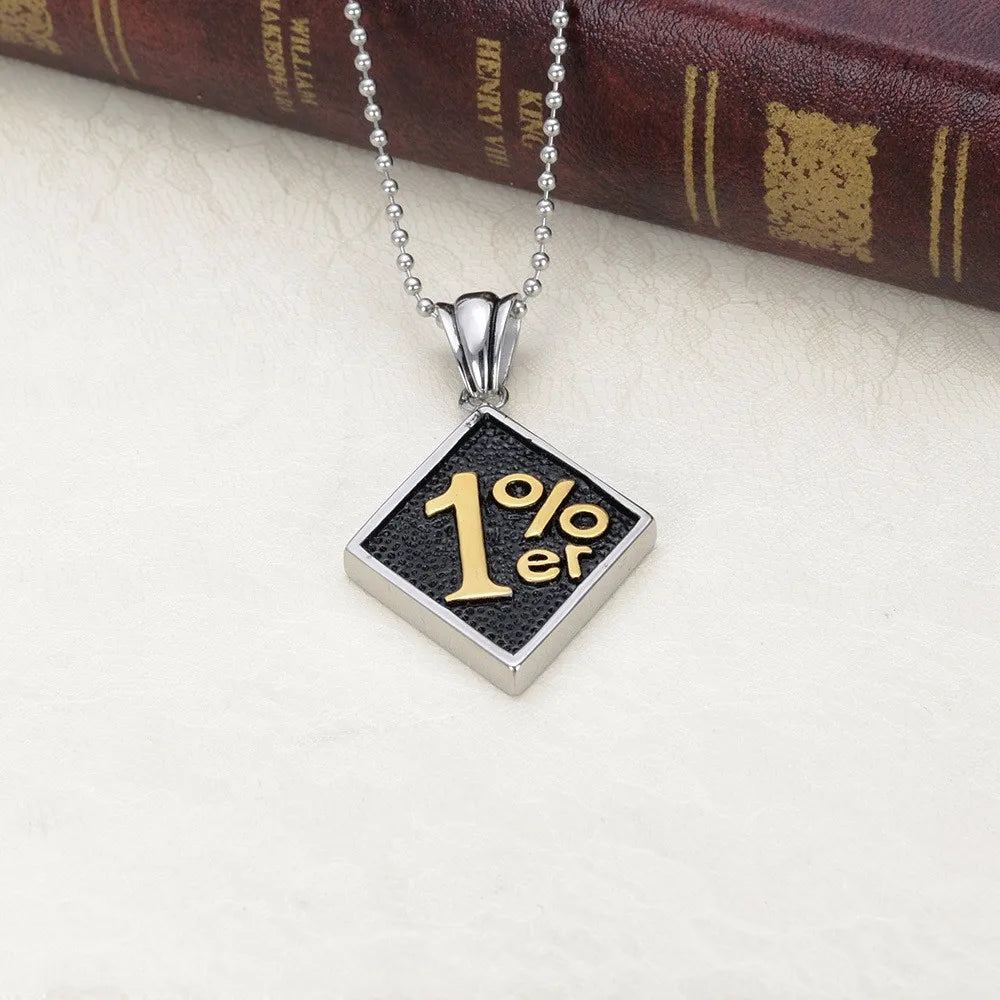 Silver color Gold color Men 1%er One Percenter Outlaw Biker Motorcycle Club Stainless Steel Pendant