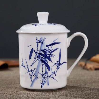 Jingdezhen Bone China ceramic large cups with cover drinkware Porcelain mug meeting gift Office mug about 500ml