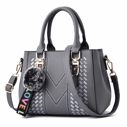 Embroidery Messenger Bags Women Leather Handbags Bags for Women Sac a Main Ladies hair ball Hand Bag
