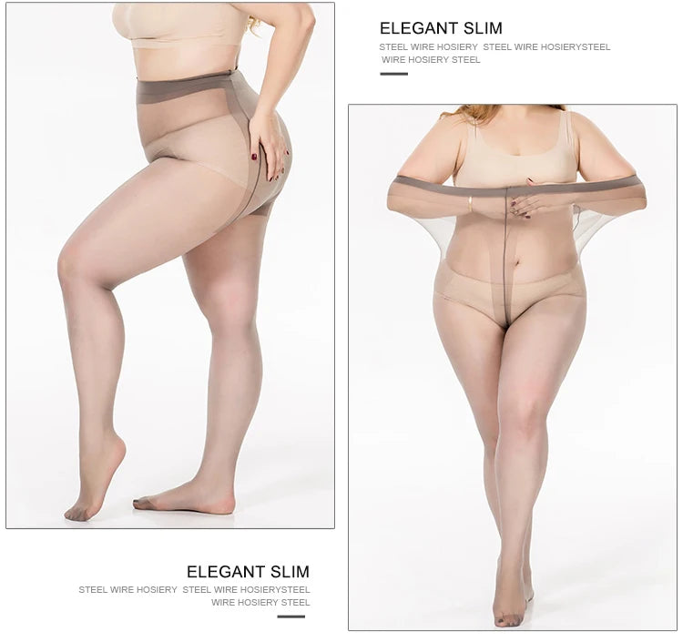 Summer Thin Large Size Tights Anti-hook Tear Resistant Super Elastic Magical T Crotch Seamless Pantyhose Plus Size Nylons Lady