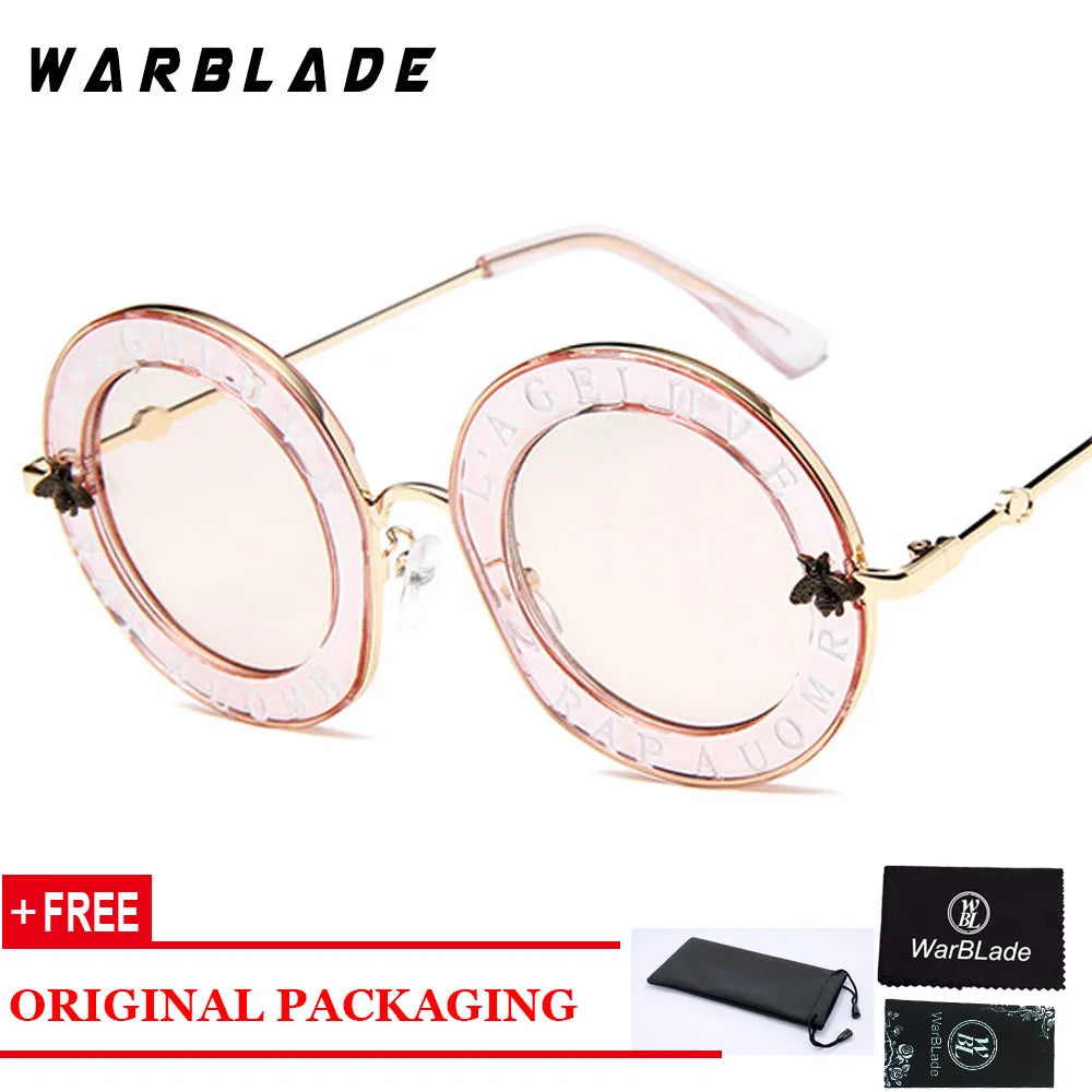 2020 Men Women Black Retro Round Sunglasses English Letters Little Bee Brand Glasses Designer Fashion Male Female Oculos De Sol