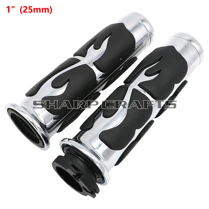 1" 25mm & 7/8'' 22mm Billet Rubber Flame Spike Hand Grips For Harley Honda Kawasaki Suzuki Yamaha  Bikes Cruiser Chopper Custom