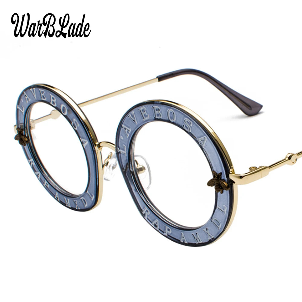 WarBLade Retro Round Glasses Clear Lens English Letters Little Bee Men Women Brand Glasses Fashion Male Female Oculos De Sol