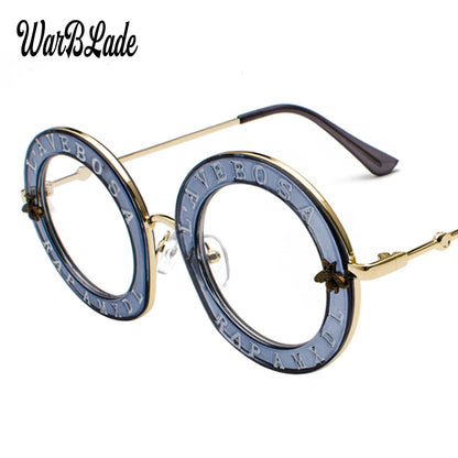 WarBLade Retro Round Glasses Clear Lens English Letters Little Bee Men Women Brand Glasses Fashion Male Female Oculos De Sol