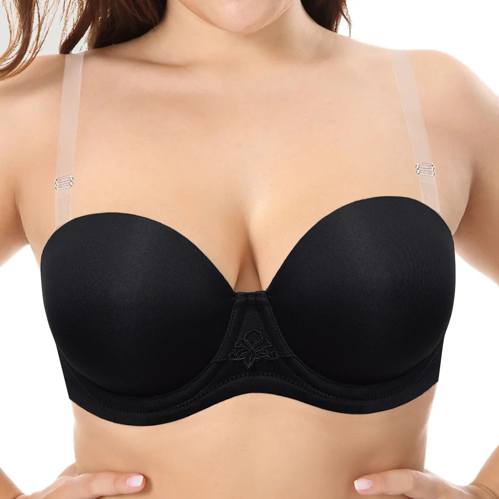 YANDW New Simple Solid Bra Underwire Bras For Women Sexy Everyday Plus Size Multiway Bralette 32 34 36 38 40 42 44 B C D E F G H
