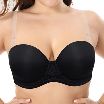 YANDW New Simple Solid Bra Underwire Bras For Women Sexy Everyday Plus Size Multiway Bralette 32 34 36 38 40 42 44 B C D E F G H