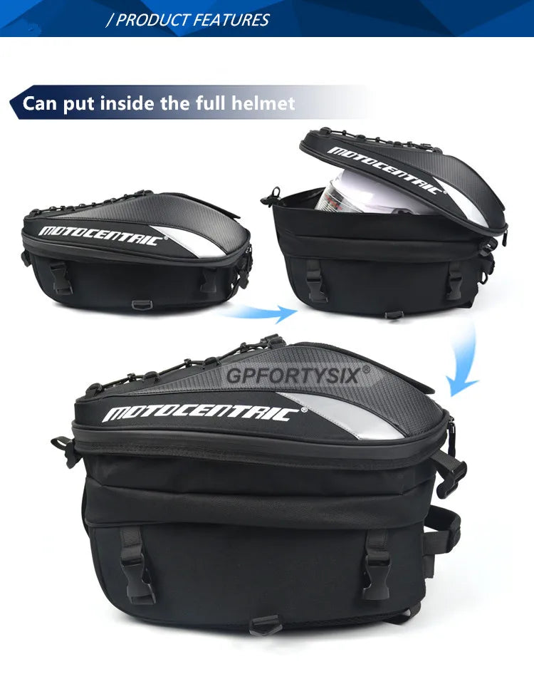 Motocentric Waterproof Motorcycle Tail Bag Multifunction Motorcycle Rear Seat Bag High Capacity Motorcycle Bag Rider Backpack