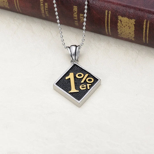 Silver color Gold color Men 1%er One Percenter Outlaw Biker Motorcycle Club Stainless Steel Pendant