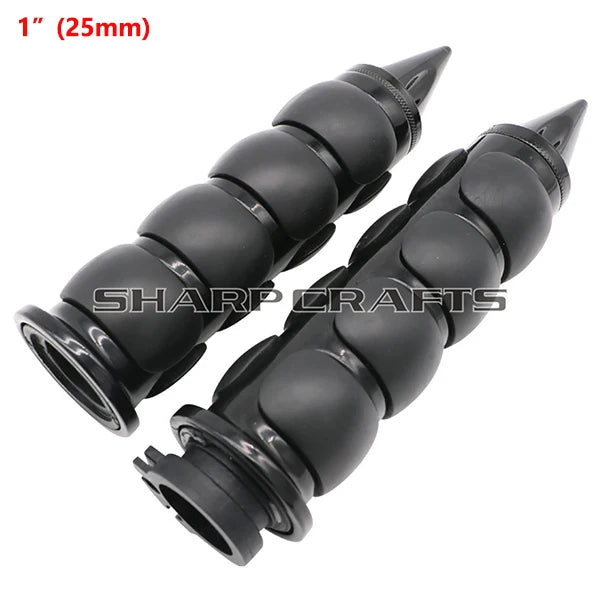 1" 25mm & 7/8'' 22mm Billet Rubber Flame Spike Hand Grips For Harley Honda Kawasaki Suzuki Yamaha  Bikes Cruiser Chopper Custom