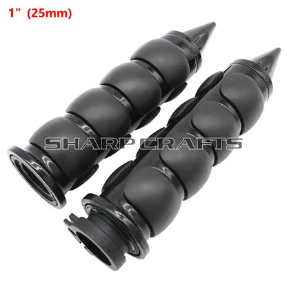 1" 25mm & 7/8'' 22mm Billet Rubber Flame Spike Hand Grips For Harley Honda Kawasaki Suzuki Yamaha  Bikes Cruiser Chopper Custom