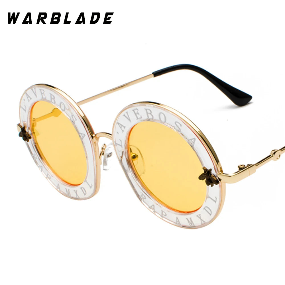 WarBLade Retro Round Glasses Clear Lens English Letters Little Bee Men Women Brand Glasses Fashion Male Female Oculos De Sol