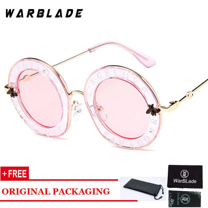 2020 Men Women Black Retro Round Sunglasses English Letters Little Bee Brand Glasses Designer Fashion Male Female Oculos De Sol