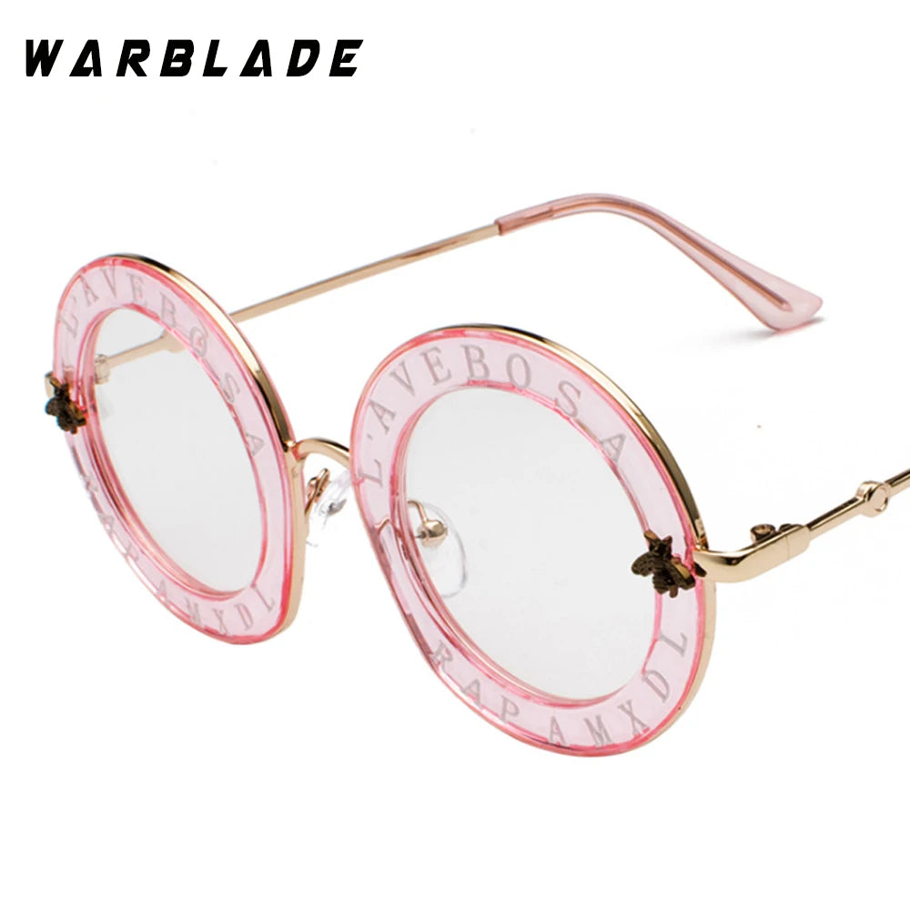 WarBLade Retro Round Glasses Clear Lens English Letters Little Bee Men Women Brand Glasses Fashion Male Female Oculos De Sol
