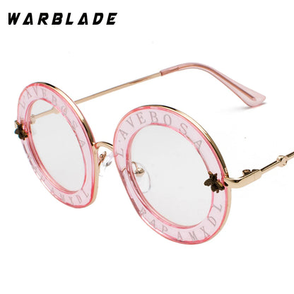 WarBLade Retro Round Glasses Clear Lens English Letters Little Bee Men Women Brand Glasses Fashion Male Female Oculos De Sol
