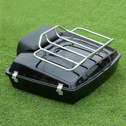 Motorcycle 5.5" Razor Trunk +Top Rack & Backrest For Harley Touring  Road King Street Electra Glide 1997-2013 2012
