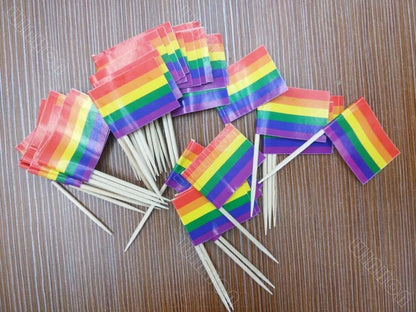 Free Shipping Rainbow Toothpick Flag Lesbian Gay Pride LGBT Flag Banner Colorful Rainbow Flag cooktail sticks