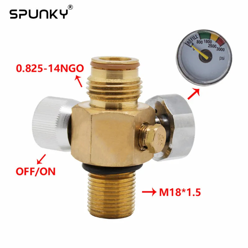 Paintball CO2 Tank Valve with On/Off Thread M18X1.5