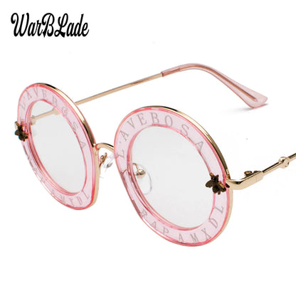 WarBLade Retro Round Glasses Clear Lens English Letters Little Bee Men Women Brand Glasses Fashion Male Female Oculos De Sol