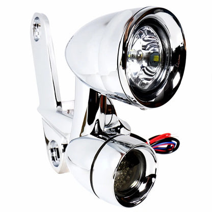 Chrome LED Fairing Mounted Driving Lights&LED Smoked Turn Signals For Harley Touring Electra Street Glide Road King 1996-2013