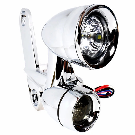 Chrome LED Fairing Mounted Driving Lights&LED Smoked Turn Signals For Harley Touring Electra Street Glide Road King 1996-2013