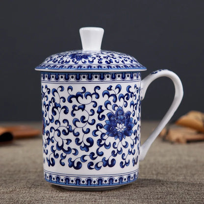 Jingdezhen Bone China ceramic large cups with cover drinkware Porcelain mug meeting gift Office mug about 500ml