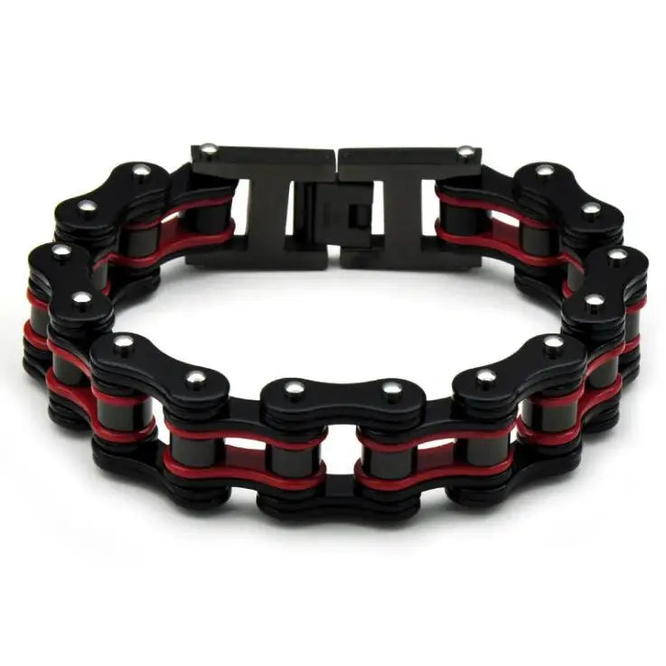 Punk Men's Orange Bicycle Bike Bracelets & Bangles Black Motorcycle Chain Bracelet Men Women Stainless Steel Biker Wrist Jewelry