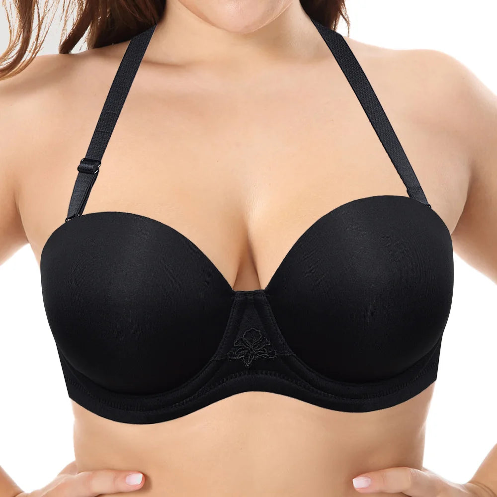 YANDW New Simple Solid Bra Underwire Bras For Women Sexy Everyday Plus Size Multiway Bralette 32 34 36 38 40 42 44 B C D E F G H