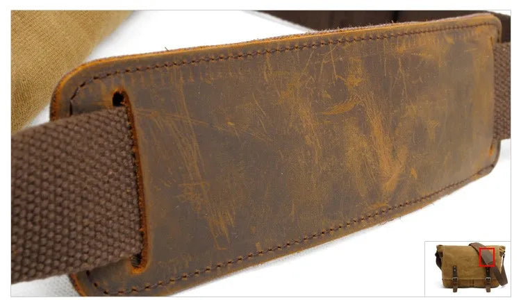 New Fashion Thick Wax Canvas Men Shoulder bag Messenger bag Men Crossbody Bag Vintage male Leisure Sling bag Casual Boy