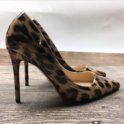 Leopard Print Sexy Women Pumps Shoes Women High Heels Pointed Toe Wedding Shoes 12cm Chaussure Femme QP023 ROVICIYA