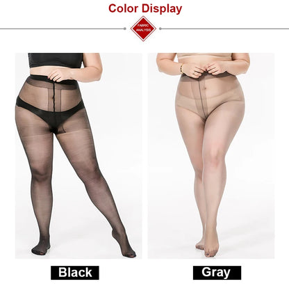 Summer Thin Large Size Tights Anti-hook Tear Resistant Super Elastic Magical T Crotch Seamless Pantyhose Plus Size Nylons Lady