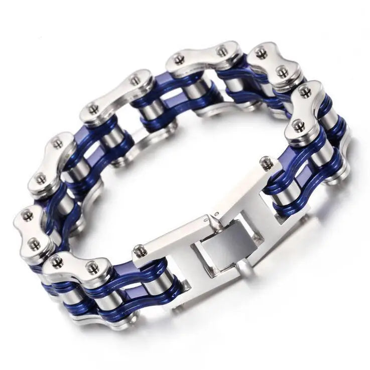 Punk Men's Orange Bicycle Bike Bracelets & Bangles Black Motorcycle Chain Bracelet Men Women Stainless Steel Biker Wrist Jewelry