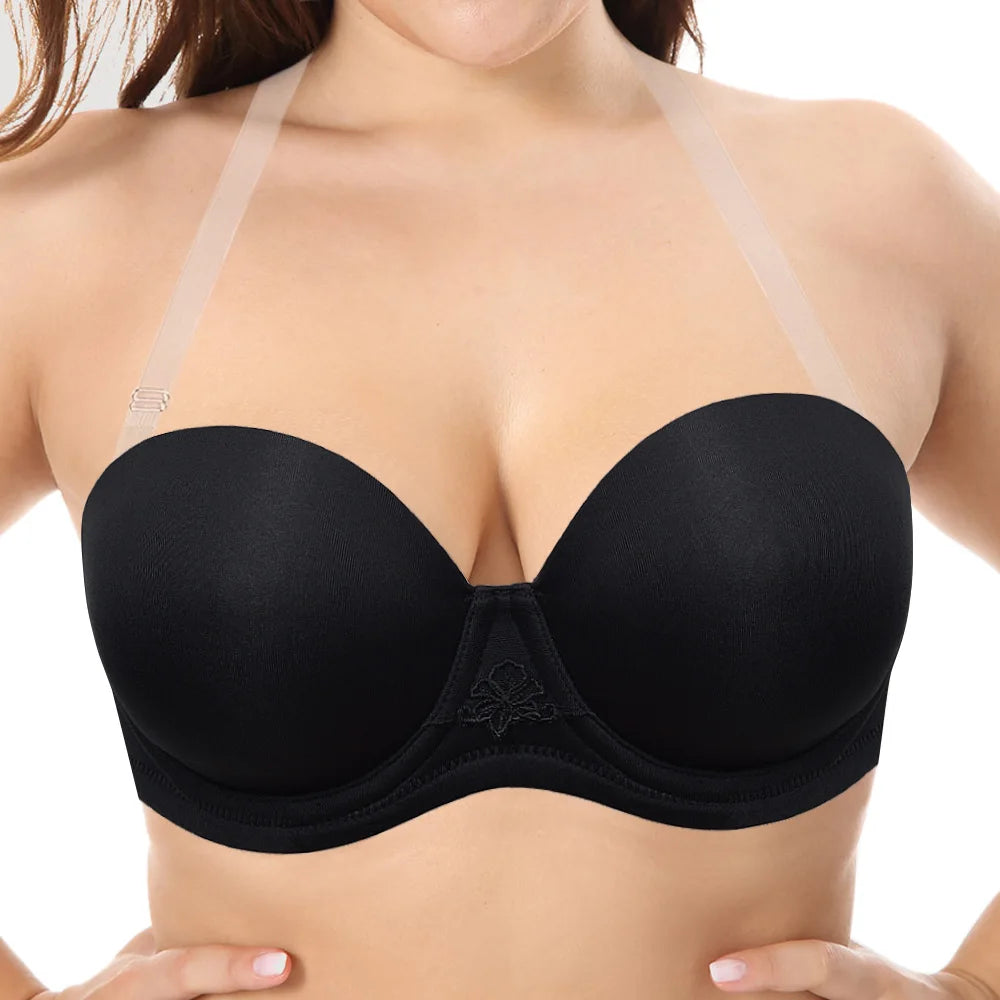 YANDW New Simple Solid Bra Underwire Bras For Women Sexy Everyday Plus Size Multiway Bralette 32 34 36 38 40 42 44 B C D E F G H