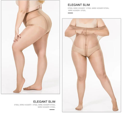 Summer Thin Large Size Tights Anti-hook Tear Resistant Super Elastic Magical T Crotch Seamless Pantyhose Plus Size Nylons Lady