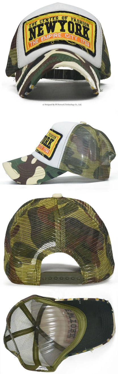 FS Summer Mesh Trucker Hats Blue Baseball Cap For Men Women Outdoor Sports Golf Hat Street Snapback Hip Hop Caps Bone Masculino
