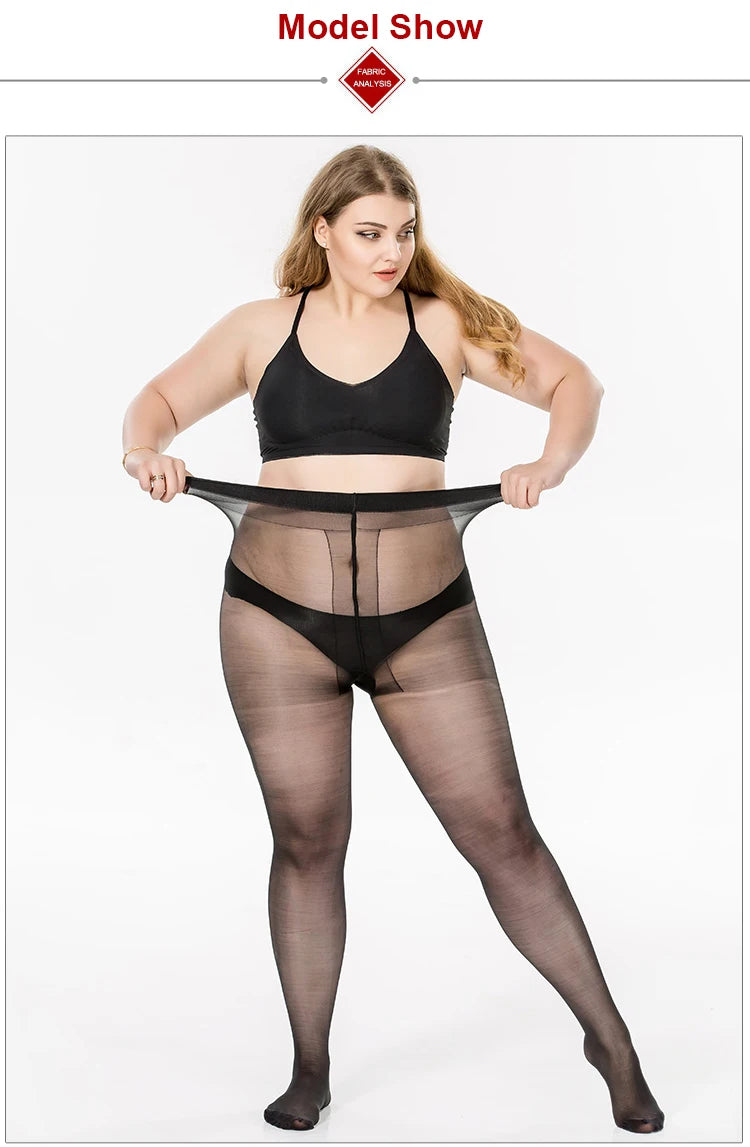 Summer Thin Large Size Tights Anti-hook Tear Resistant Super Elastic Magical T Crotch Seamless Pantyhose Plus Size Nylons Lady