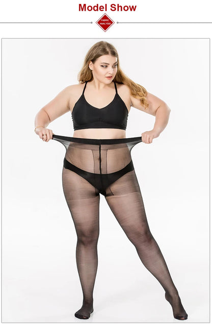 Summer Thin Large Size Tights Anti-hook Tear Resistant Super Elastic Magical T Crotch Seamless Pantyhose Plus Size Nylons Lady