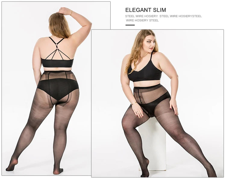 Summer Thin Large Size Tights Anti-hook Tear Resistant Super Elastic Magical T Crotch Seamless Pantyhose Plus Size Nylons Lady