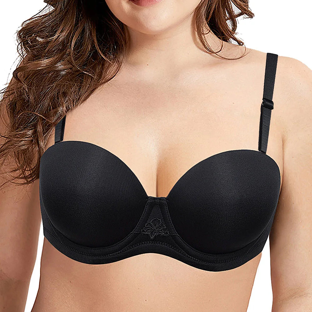 YANDW New Simple Solid Bra Underwire Bras For Women Sexy Everyday Plus Size Multiway Bralette 32 34 36 38 40 42 44 B C D E F G H